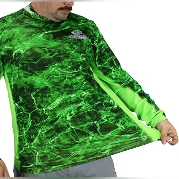 Mossy Oak Elements Performance Fishing Sun Hoodie (Morey Green) Mens S - Picture 5 of 7